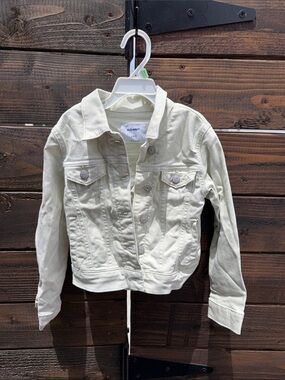 Old Navy Cream Girls' Denim Jacket - Button Front